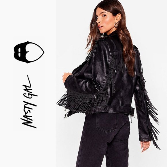 🚫 SOLD 🚫 Faux Leather Fringe Jacket - Picture 4 of 15